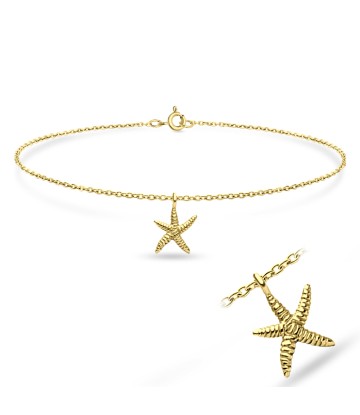 Starfish Gold Plated Silver Anklet ANK-622-GP